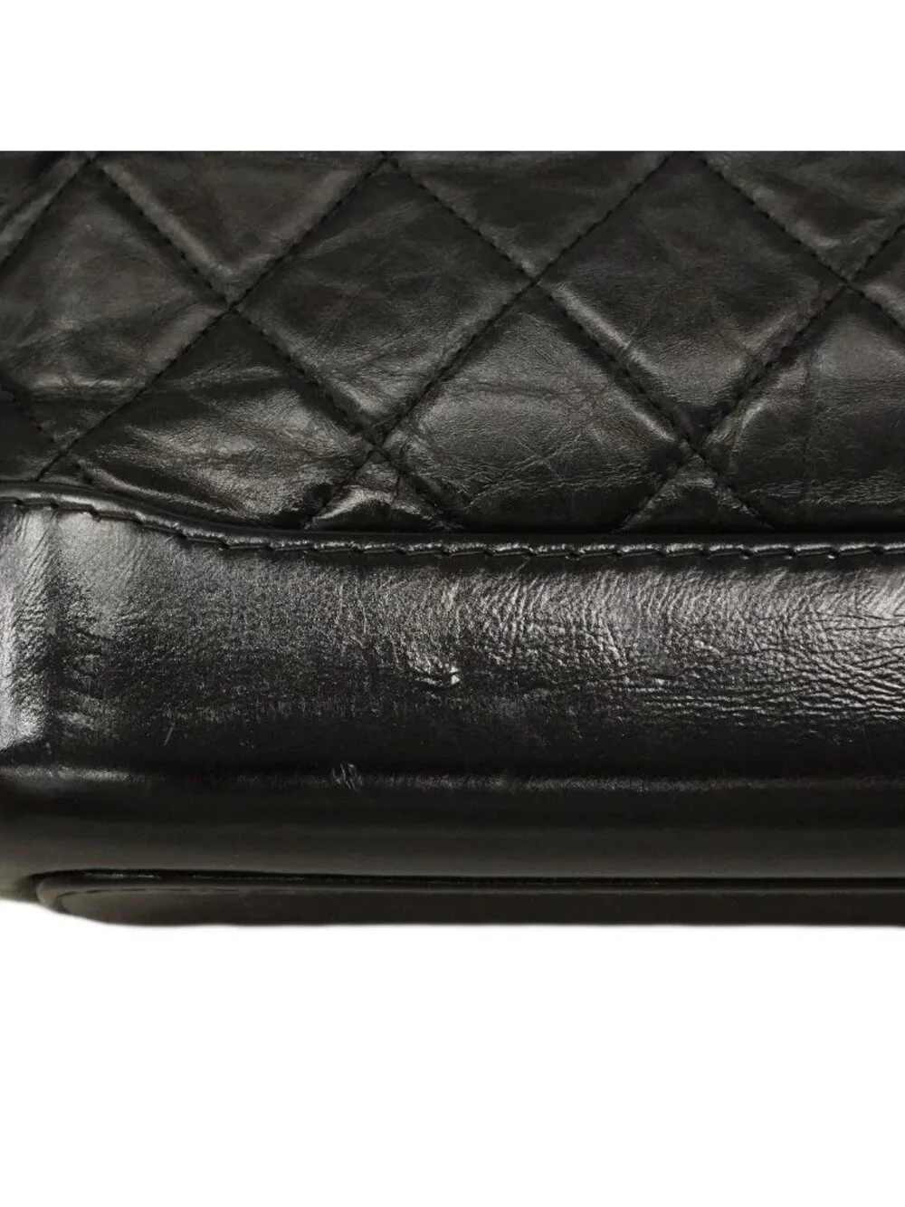 Chanel Shoulder Bag Gabrielle Leather Black Gold Silver